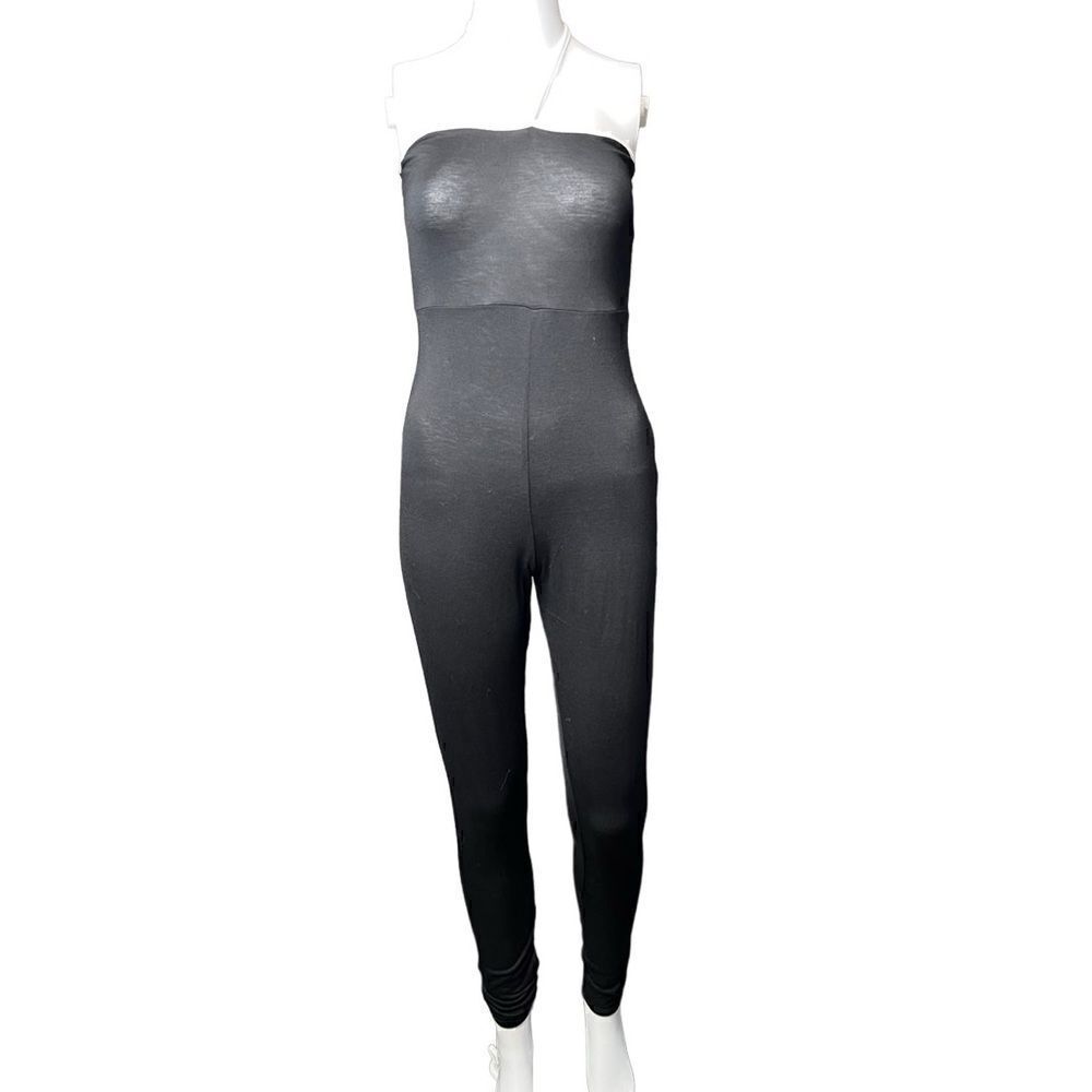 Pretty Little Thing High Apex Halter Jumpsuit Black & White Size 0